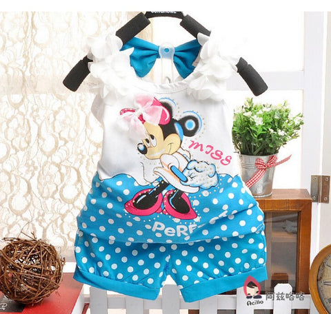 Minnie Mouse Newborn Baby Girls Summer Clothing Set