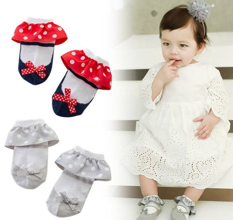 Sweet Toddler Baby Socks Girl Slippers Dots