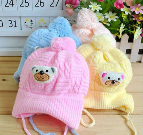 Infant Toddler Cute Soft Crochet Bear Hat Beanie