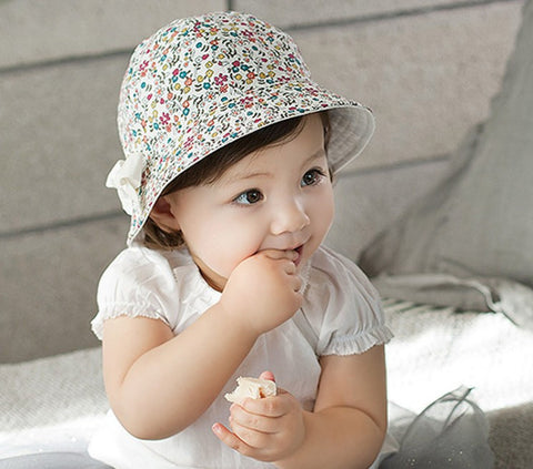 Baby Hat Cap Bucket Sunshade Floral Bowknot