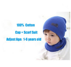 Solid Wool Baby Winter Caps + Scarf Suits