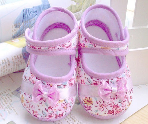 Girls Flowers Bow Baby Toddler Shoes