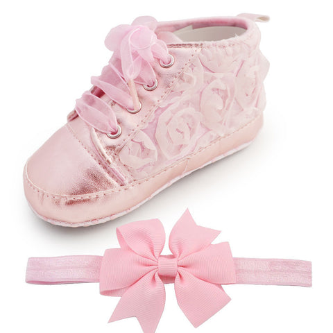 Rose Flower Soft Sole Girl Shoes Baby First Walker