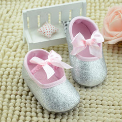 Glitter Baby Shoes Flash Gold Bow Soft Bottom