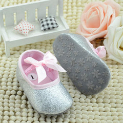 Glitter Baby Shoes Flash Gold Bow Soft Bottom