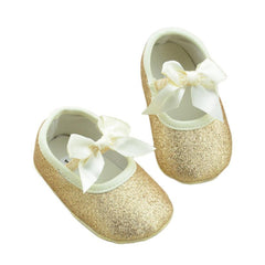 Glitter Baby Shoes Flash Gold Bow Soft Bottom